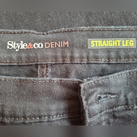 Style & Co. Denim Woman's Stright Leg Jeans, Size: 16W Color: Black - Picture 7 of 12